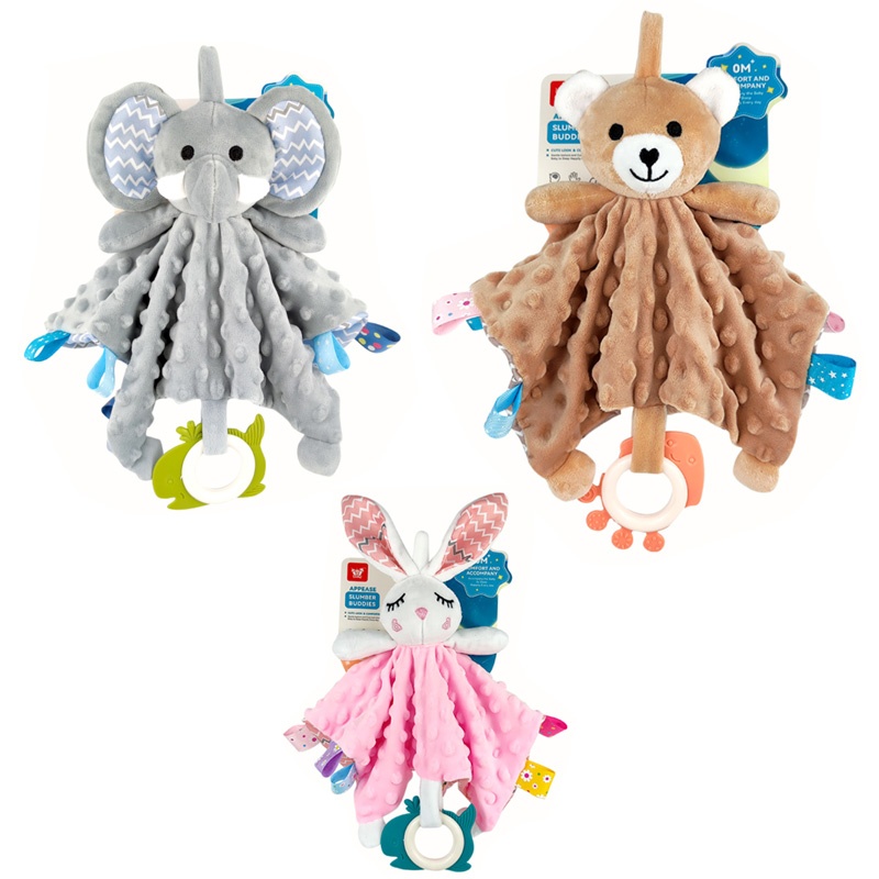 Baby Security Blanket with Tags Soft Plush Stuffed Animal Toys Lovey Soothing Sensory Toy