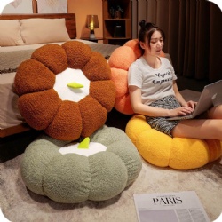 Teddy Fleece Pumpkin Throw Pillows, Happy Halloween Sherpa Fall Decorative Pumpkin Cushion