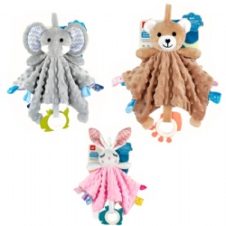 Baby Security Blanket with Tags Soft Plush Stuffed Animal Toys Lovey Soothing Sensory Toy